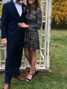 Allegra K Black and White Long Sleeve Dress